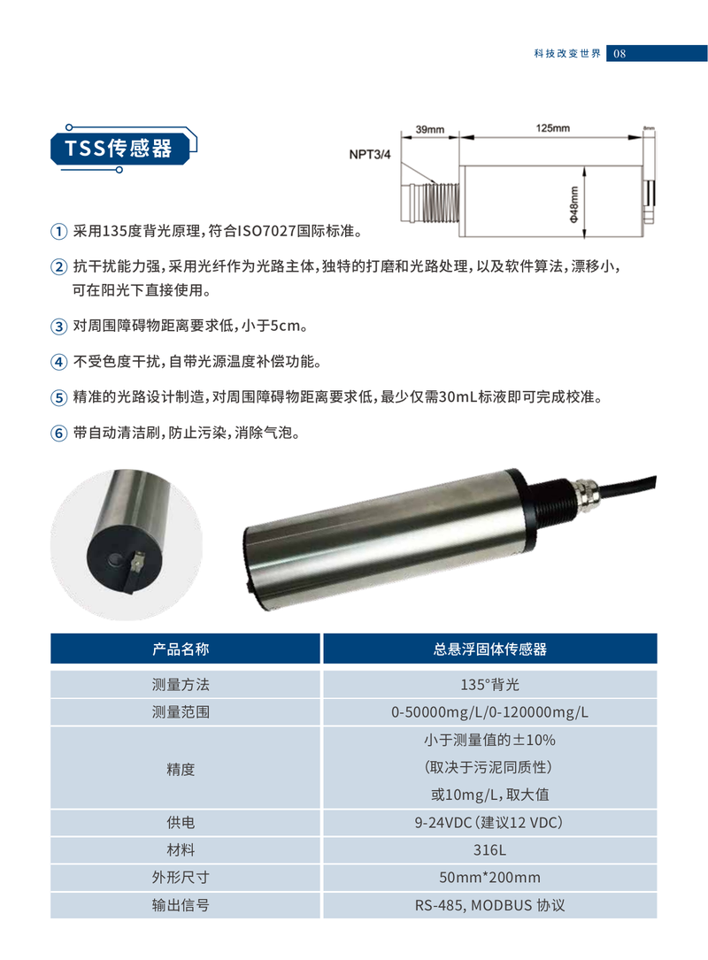 AS-TSS-120K Total Suspended Solids (TSS) Sensor
